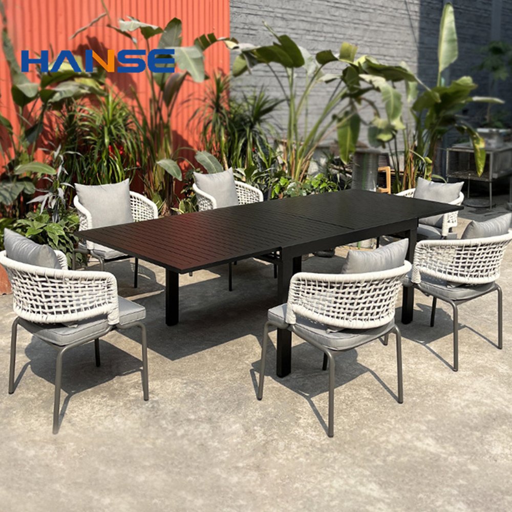 UK popular sectional patio conversation sofa promotional outdoor garden rattan aluminium dining table set outdoor furniture