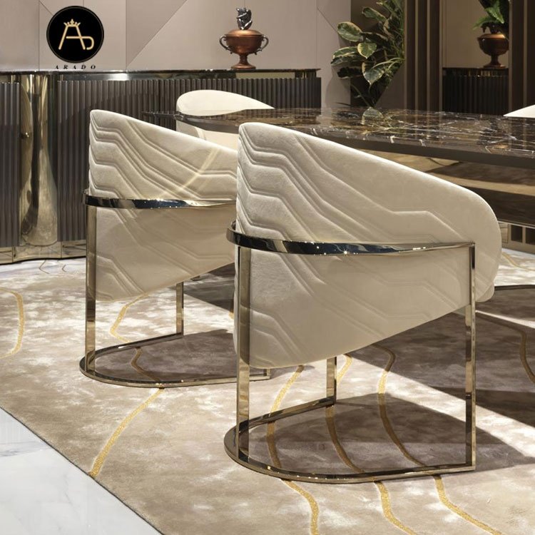 italian modern design luxury dinning table set marble with stainless steel dinning table