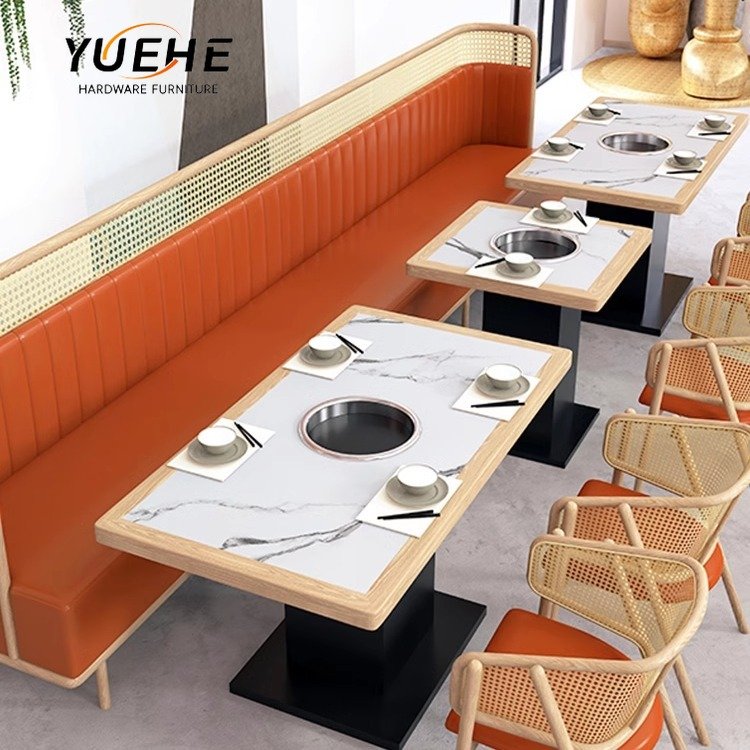 modern design coffee shop used leather booths seat dining table cafe bench seating fast food chair restaurant furniture set