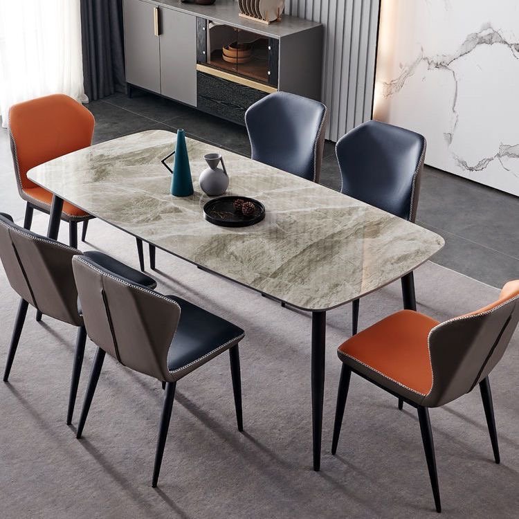 Rock plate family small apartment modern simple light luxury rectangular Italian light face dining table and chair combination