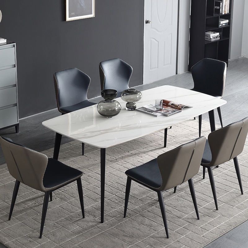 Rock plate family small apartment modern simple light luxury rectangular Italian light face dining table and chair combination