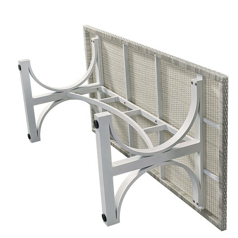 White Cheap Garden Wicker 7 Piece Dining Set Furniture Outdoor Patio Rattan Aluminum Table and 6 Seater Chairs for Sale