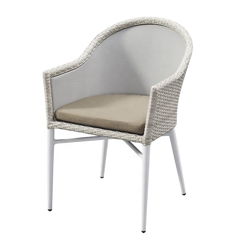 White Cheap Garden Wicker 7 Piece Dining Set Furniture Outdoor Patio Rattan Aluminum Table and 6 Seater Chairs for Sale