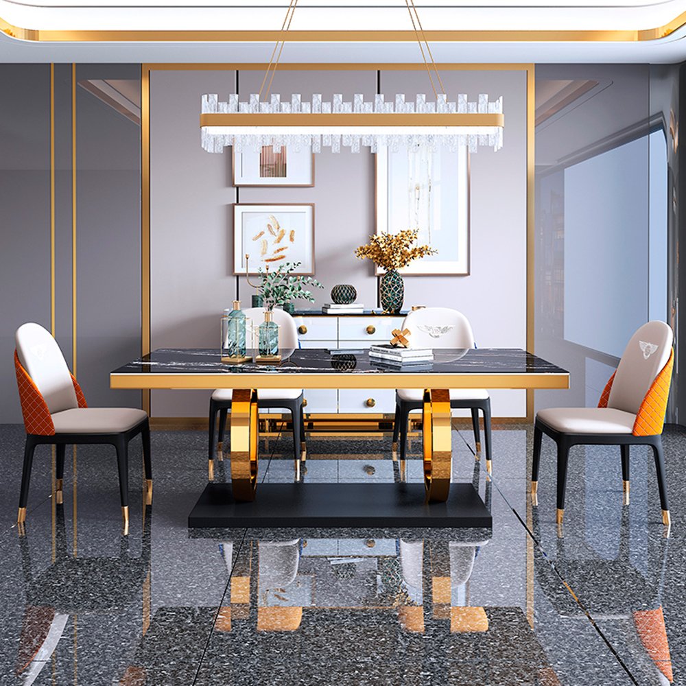 Nordic Rectangular Luxury Marble dining table dining table Set With Chairs For Sale Modern dining Room Furniture