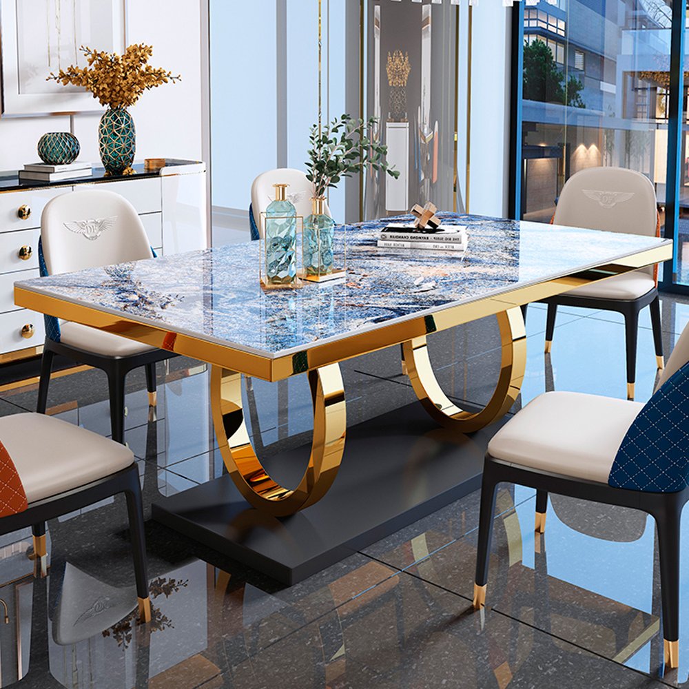 Nordic Rectangular Luxury Marble dining table dining table Set With Chairs For Sale Modern dining Room Furniture