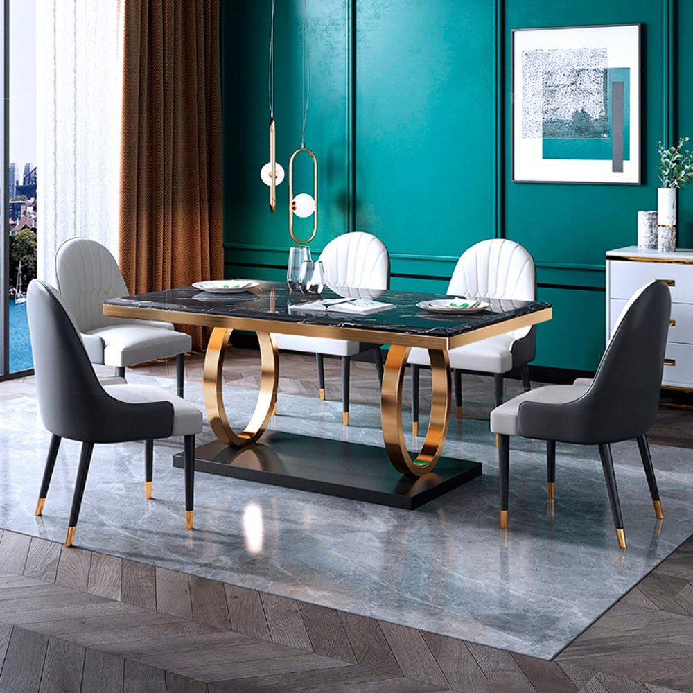 Nordic Rectangular Luxury Marble dining table dining table Set With Chairs For Sale Modern dining Room Furniture