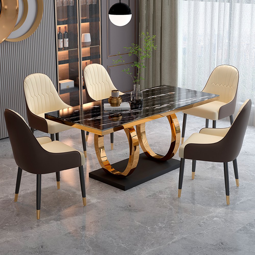 Nordic Rectangular Luxury Marble dining table dining table Set With Chairs For Sale Modern dining Room Furniture