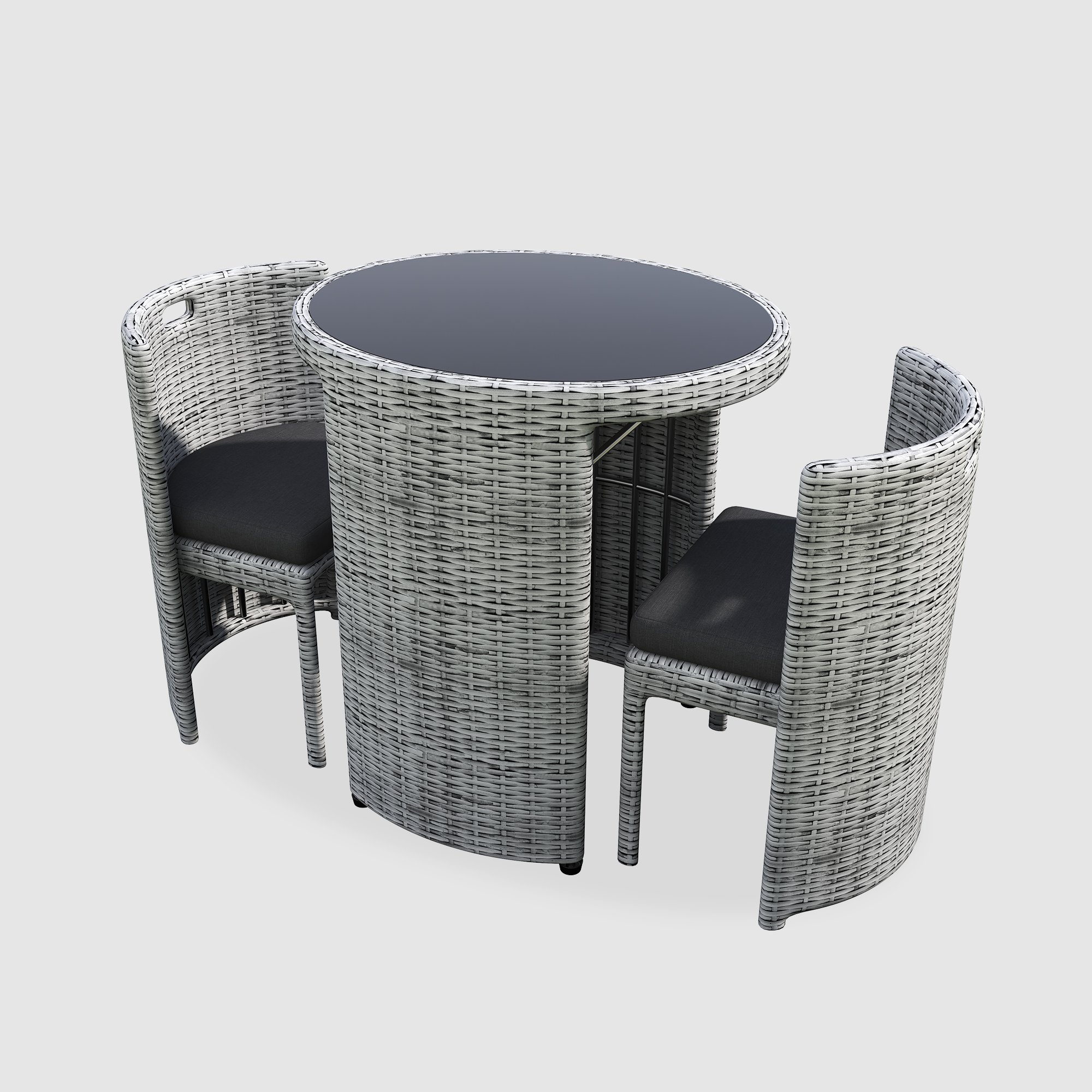 Fulin high quality Patio Balcony Furniture 3Pcs Rattan Outdoor Cafe Table And Chairs Set For 2