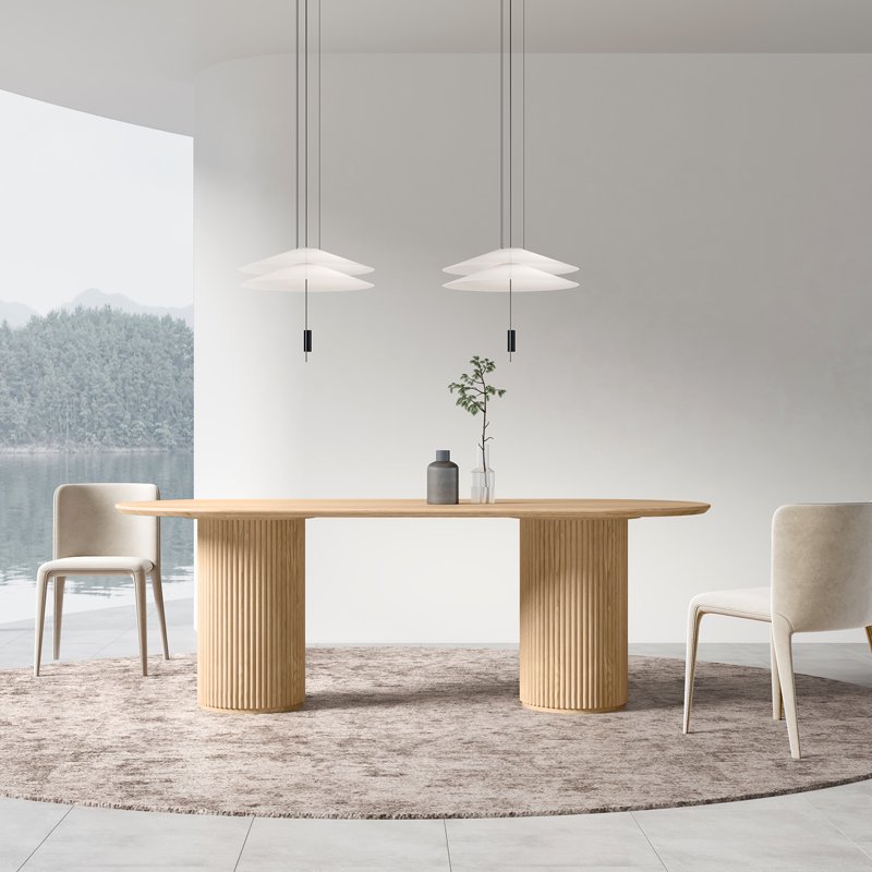 Nordic apartments simple dining room furniture oval solid wood dining table