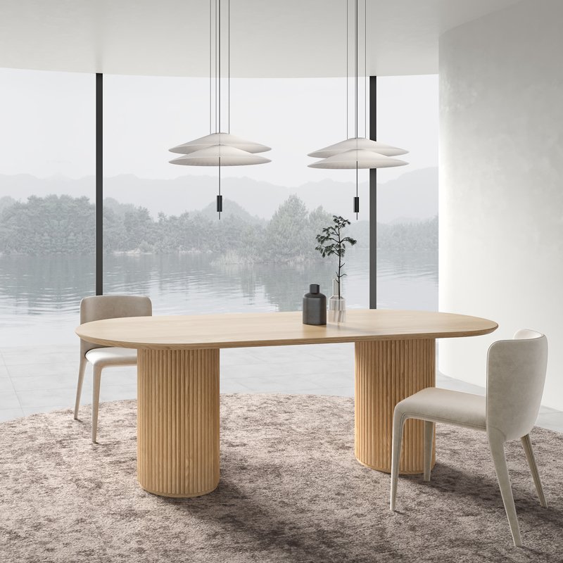 Nordic apartments simple dining room furniture oval solid wood dining table