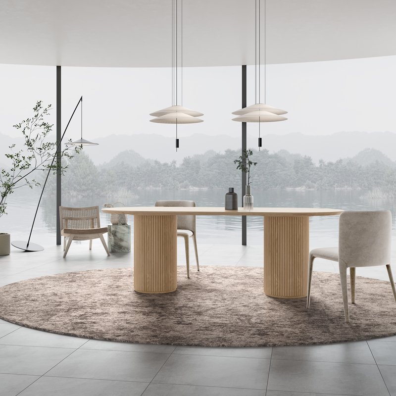 Nordic apartments simple dining room furniture oval solid wood dining table