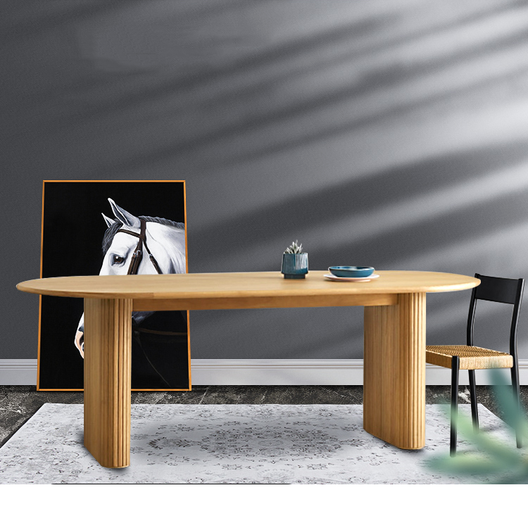 Nordic apartments simple dining room furniture oval solid wood dining table