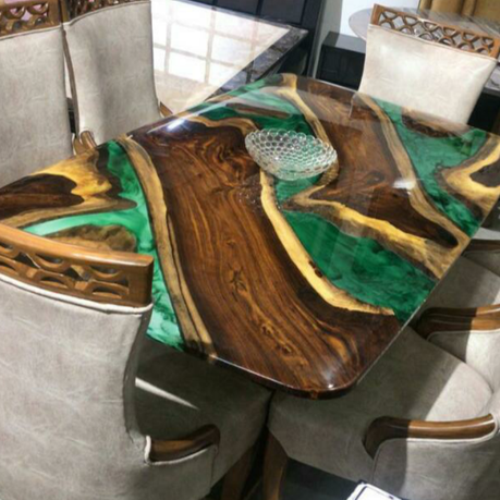 Modern Solid Wood Dining Table Set Home and Office Furniture by Epoxy Resin Supplier