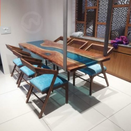 Modern Solid Wood Dining Table Set Home and Office Furniture by Epoxy Resin Supplier