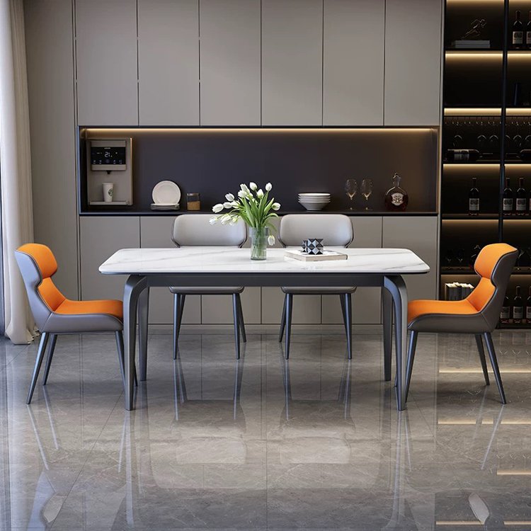 Modern Luxury Rock Slab Rectangular Dining Table for Kitchen Hotel Home Entry Warehouse Multi-Purpose Set Furniture