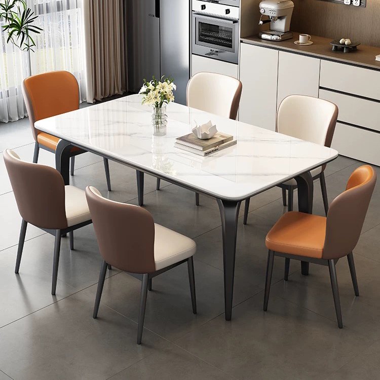 Modern Luxury Rock Slab Rectangular Dining Table for Kitchen Hotel Home Entry Warehouse Multi-Purpose Set Furniture