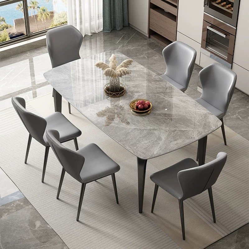 Modern Luxury Rock Slab Rectangular Dining Table for Kitchen Hotel Home Entry Warehouse Multi-Purpose Set Furniture