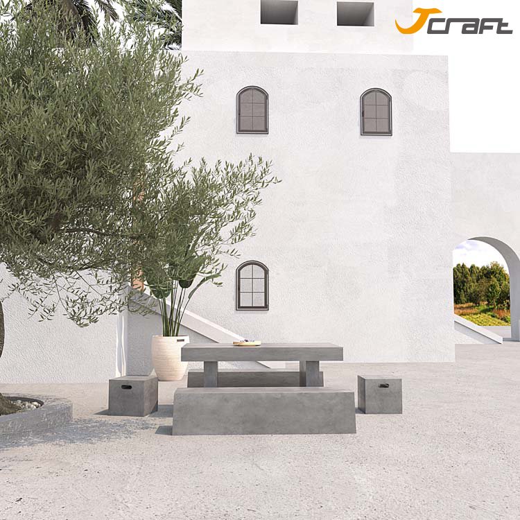Best Seller Outdoor Seating Concrete Outdoor Furniture Courtyard Sitting Waterproof Concrete Dining Table Concrete Bench Set