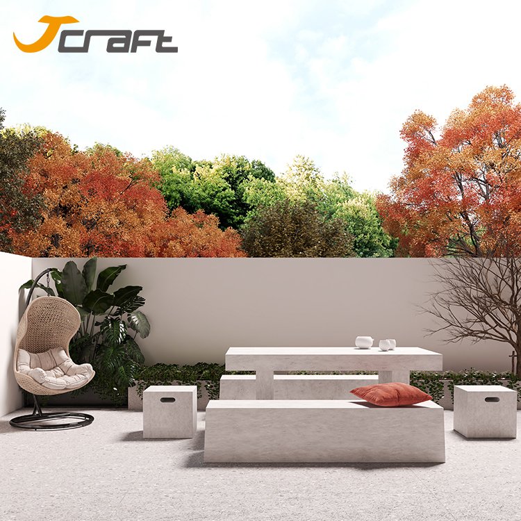 Best Seller Outdoor Seating Concrete Outdoor Furniture Courtyard Sitting Waterproof Concrete Dining Table Concrete Bench Set