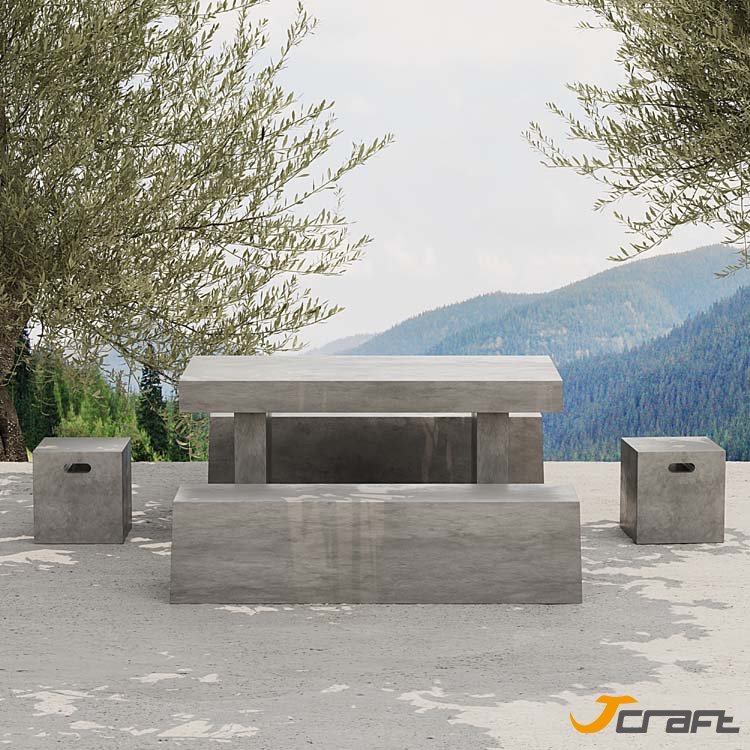 Best Seller Outdoor Seating Concrete Outdoor Furniture Courtyard Sitting Waterproof Concrete Dining Table Concrete Bench Set