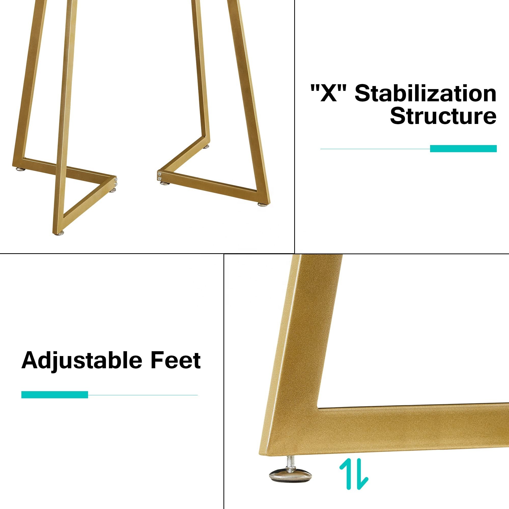 nordic extendable modern design stainless gold metal legs glass top home furniture round marble dining table and chair set for 4
