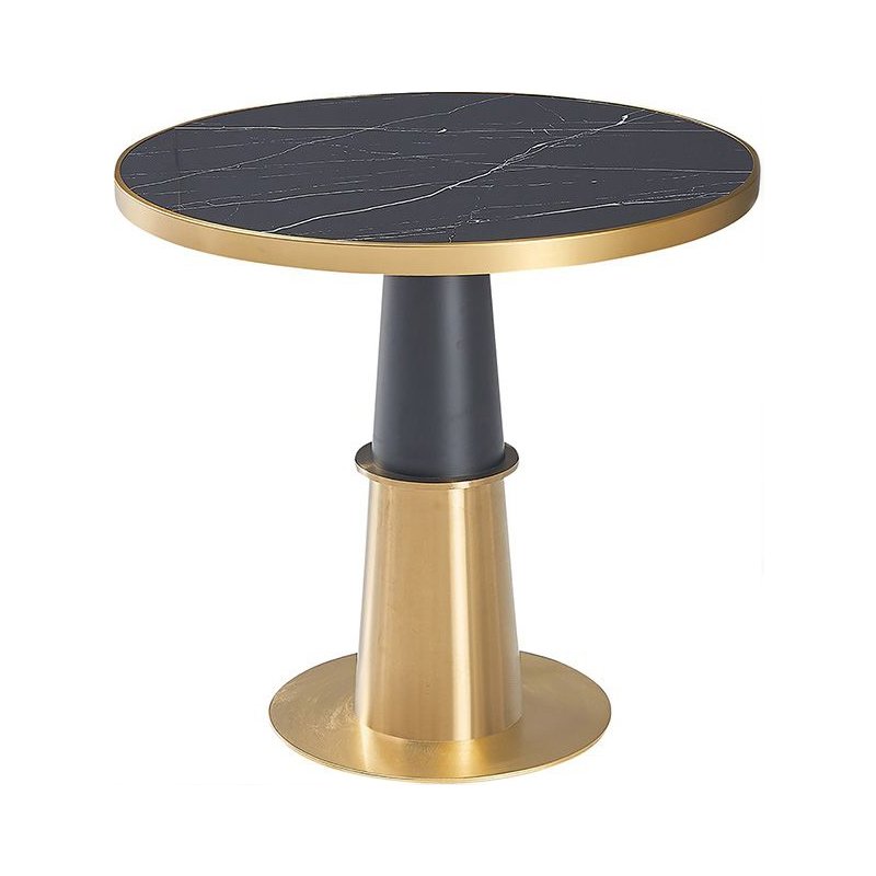 Commercial Restaurant Used High Quality Gold Base Coffee Table Hotel Bar Bistro Marble Dining Table