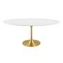 Dining Table Modern MDF Oval White with Golden Tulip Base Home Furniture Metal Iron Foshan White Gold Kitchen Table Shen Zhen