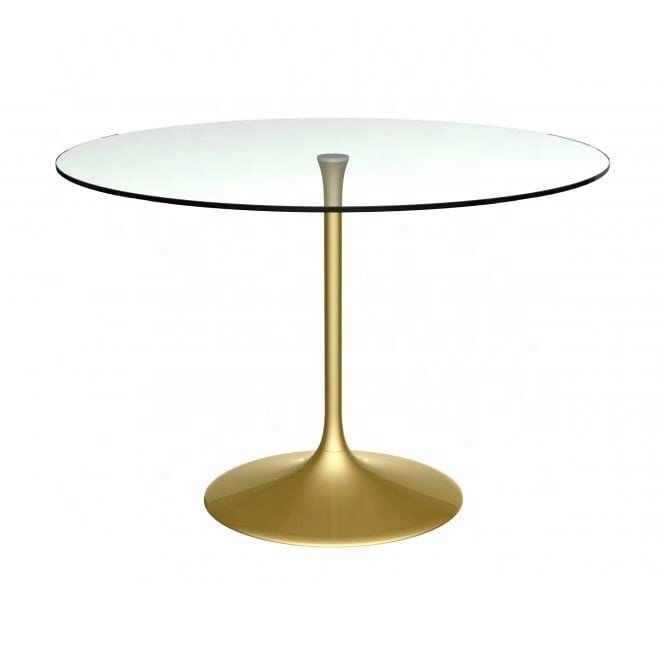 Dining Table Modern MDF Oval White with Golden Tulip Base Home Furniture Metal Iron Foshan White Gold Kitchen Table Shen Zhen