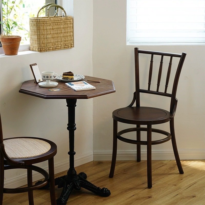 Popular simple American retro cafe cast iron western restaurant solid wood sintered stone dining table chairs