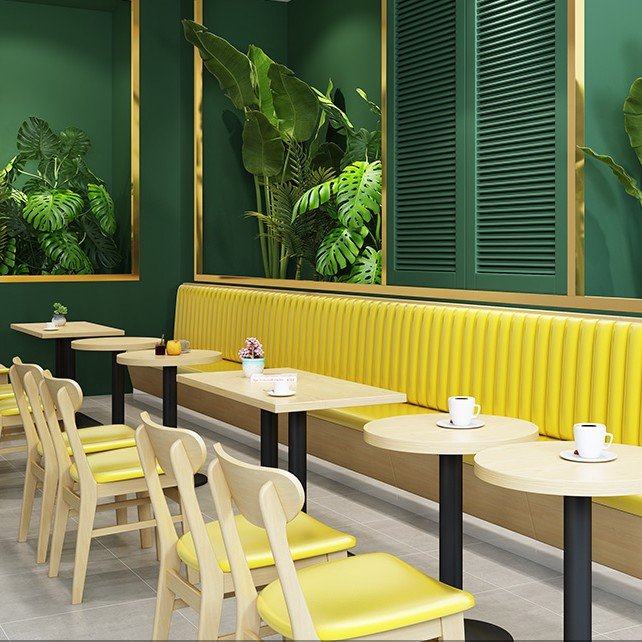 Custom Design Modern Cafe Bench Seating Fast Food Restaurant Tables And Chairs Sets Coffee Shop Furniture Restaurant Booths