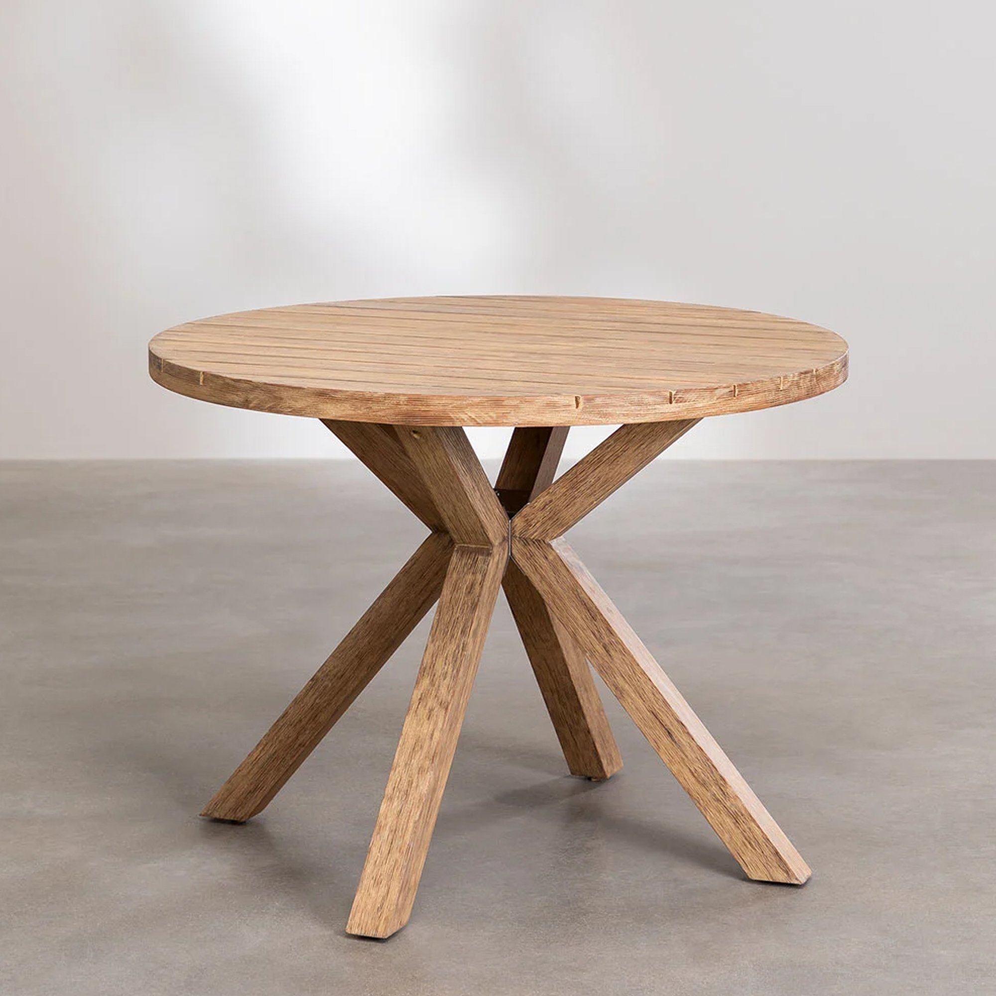 Round Dining Table Garden Set Of Wooden Table With 6 Chairs - Aland