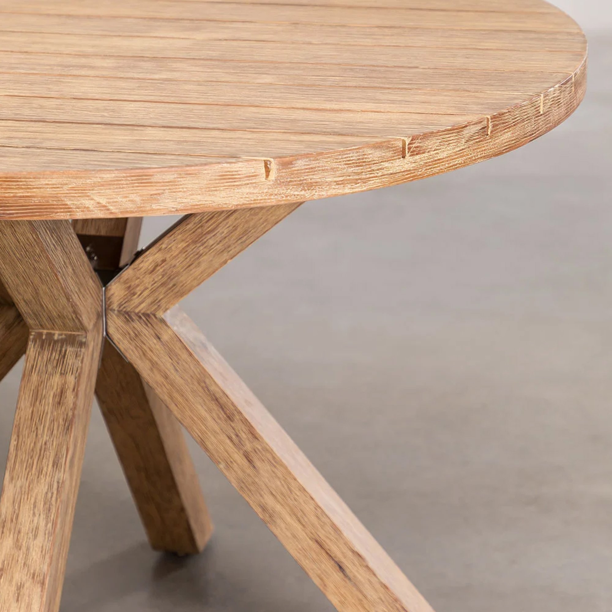 Round Dining Table Garden Set Of Wooden Table With 6 Chairs - Aland