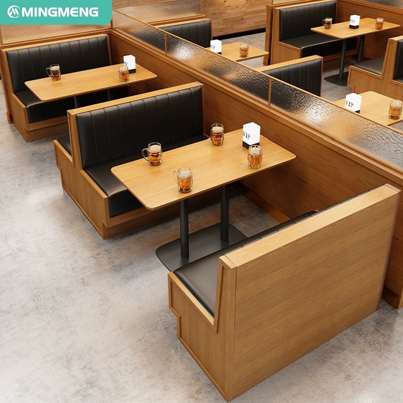 High Class Awesome Solid Wood Dining Set Restaurant Furniture Dining Table Set Coffee Shop Booth Seat Set