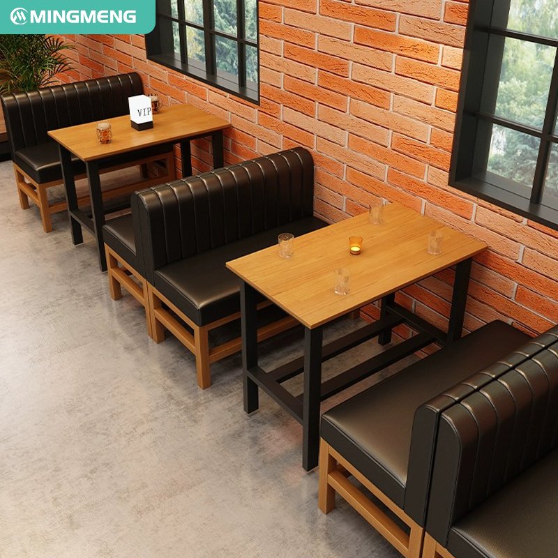 High Class Awesome Solid Wood Dining Set Restaurant Furniture Dining Table Set Coffee Shop Booth Seat Set