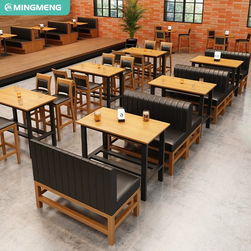 High Class Awesome Solid Wood Dining Set Restaurant Furniture Dining Table Set Coffee Shop Booth Seat Set