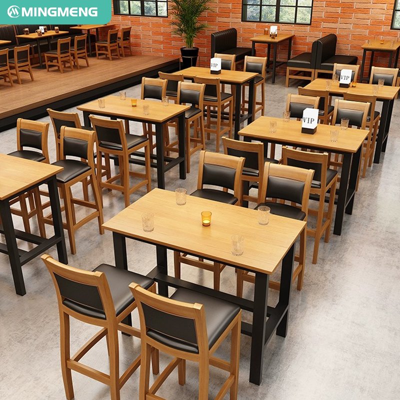 High Class Awesome Solid Wood Dining Set Restaurant Furniture Dining Table Set Coffee Shop Booth Seat Set