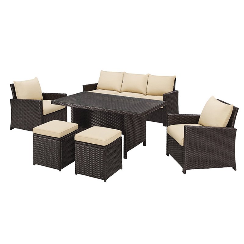 Wholesale outdoor patio furniture set dining table and chairs All Weather Modern Outsides Garden Rattan Wicker Table and Chairs