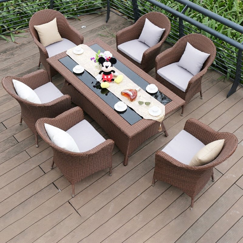 Wholesale outdoor patio furniture set dining table and chairs All Weather Modern Outsides Garden Rattan Wicker Table and Chairs
