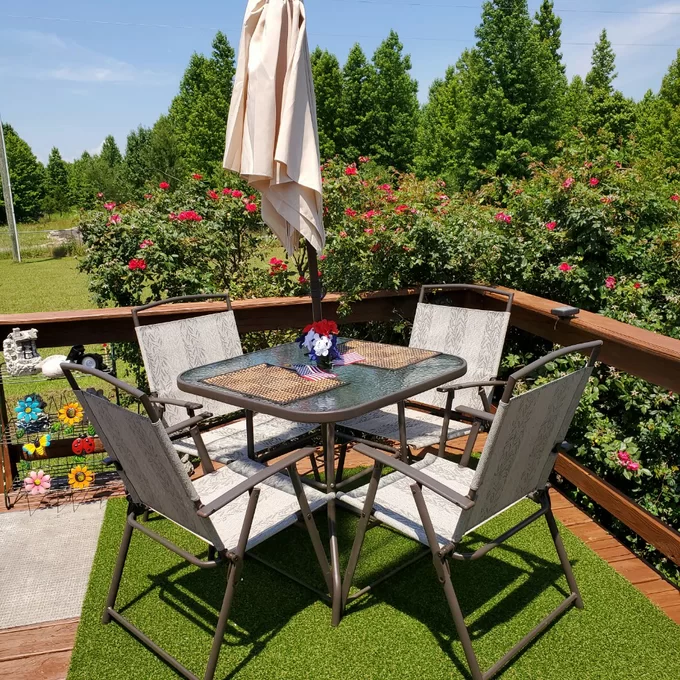 8 pcs Aluminum frame fabric chair tempered glass table contemporary outdoor garden bistro furniture