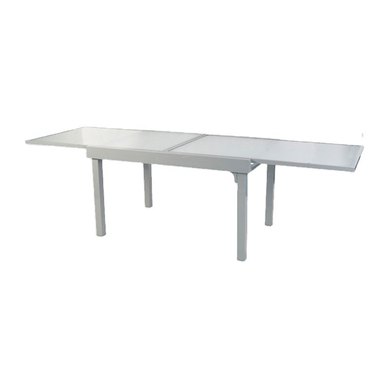 BNS-100601 90/180CM modern Aluminum outdoor garden extendable glass dining table, expandable tale