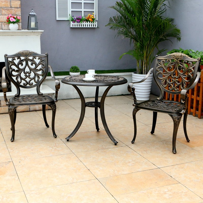 High Quality 5 pcs Luxury Outdoor Modern Aluminium Garden Bistro Dining Sets Patio Furniture with Round Table