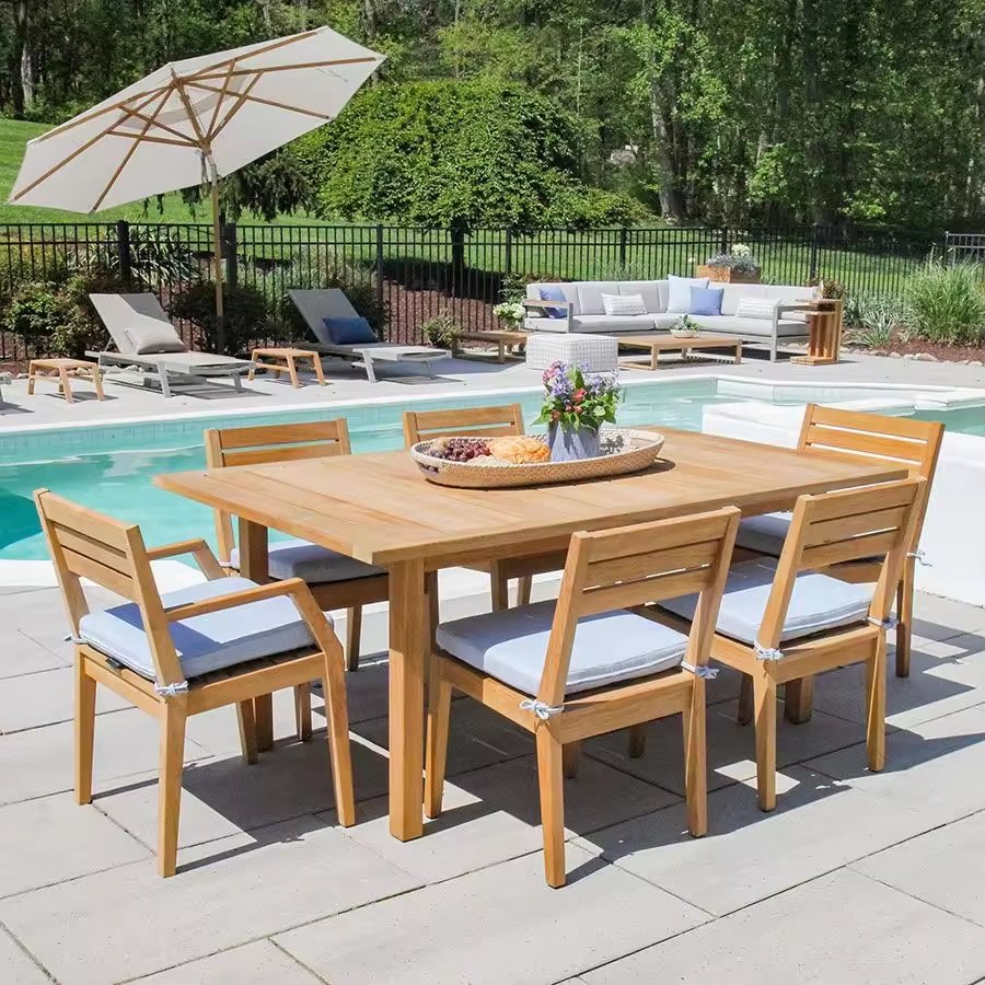 Foshan outdoor furniture chair Preservative teak dining table set outdoor High-end solid wood garden dining table set outdoor