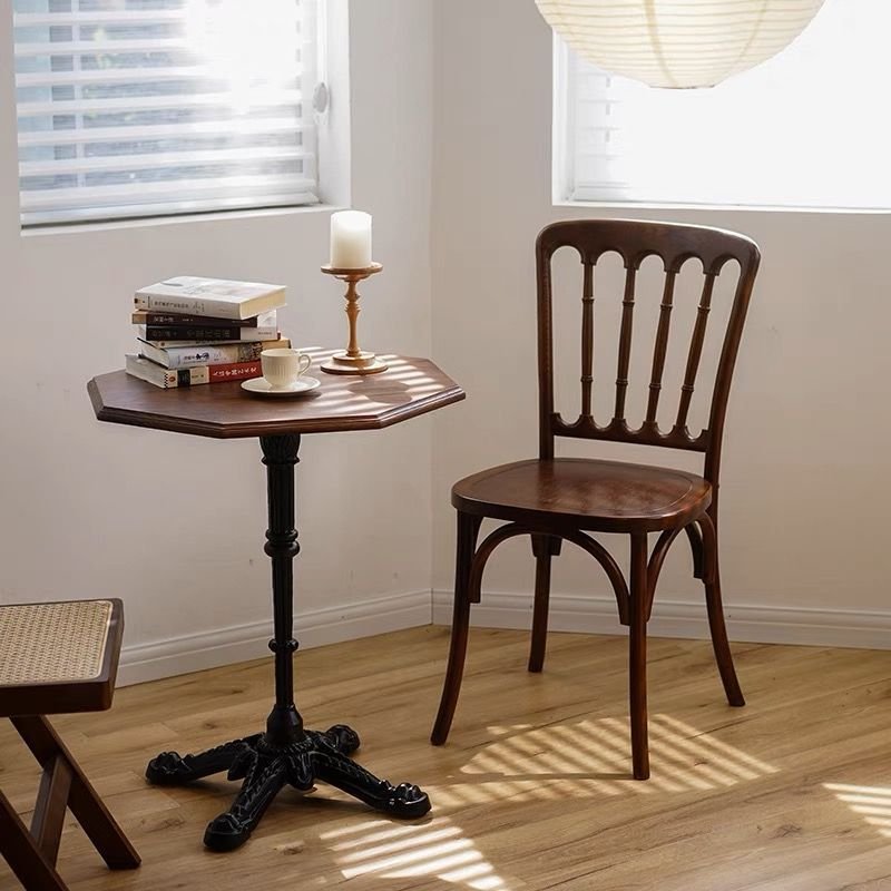 Modern dinner chair simple french country style retro Nordic Restaurant cafe table rattan seat chair Iron Wood Dining Table