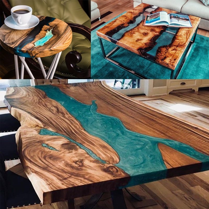 DIY Dining River Table Custom High Gloss Epoxy Table
