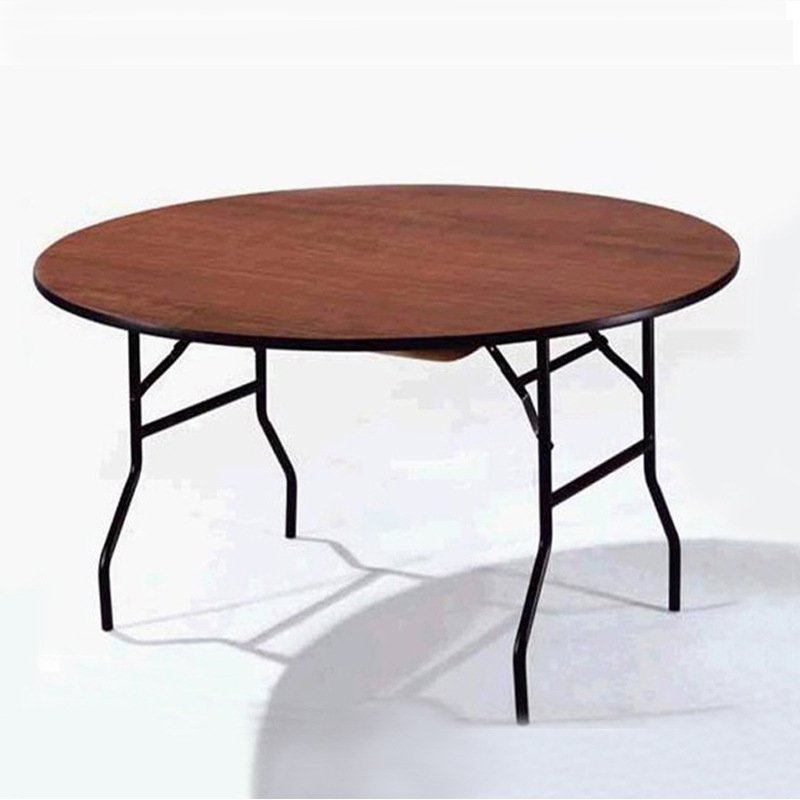 Simple Wooden Foldable Round Shape Outdoor Wedding Banquet Hotel Folding Dining Table