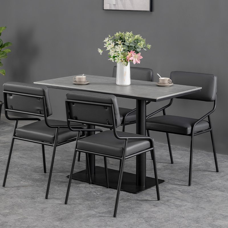 High Quality Coffee Table Retro Iron Art Rock Plate Dining Table Cafe and Restaurant table and chair set