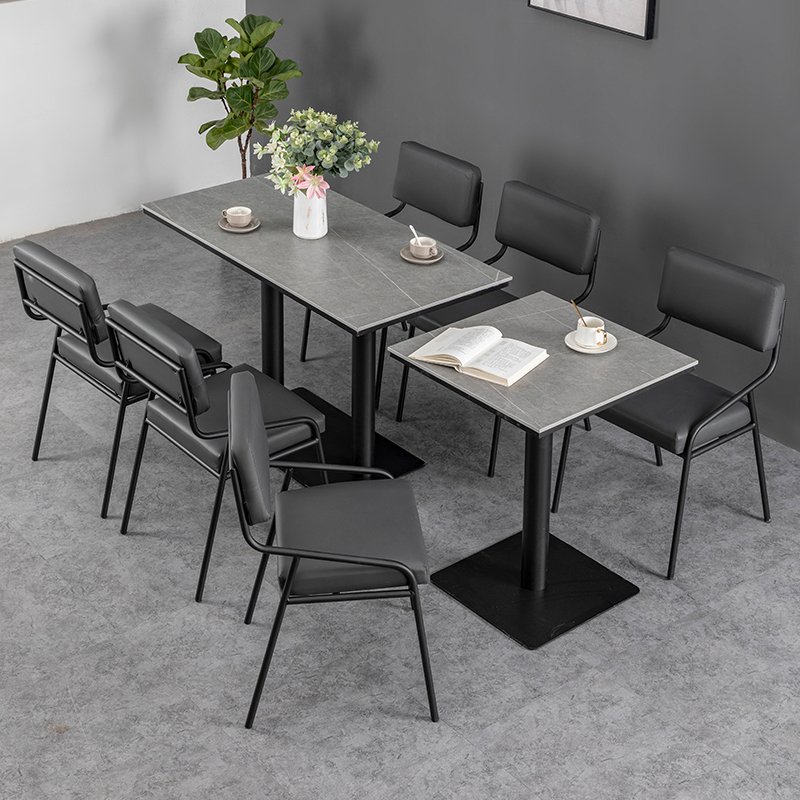 High Quality Coffee Table Retro Iron Art Rock Plate Dining Table Cafe and Restaurant table and chair set