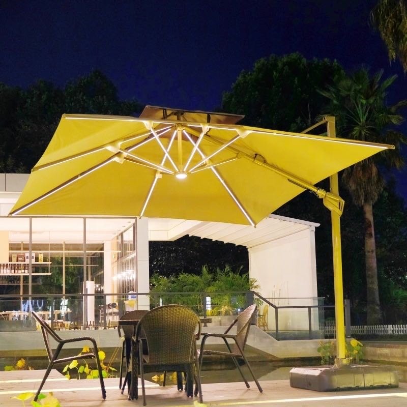 Garden outdoor furniture, high-end waterproof, large-sized beach swimming pool, double canopy Roman umbrella