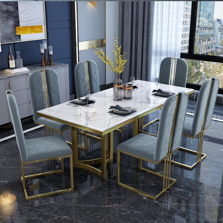 Italian Marble Dining Tables and Chairs Set Simple Small Apartment Home Rectangular Dining Table