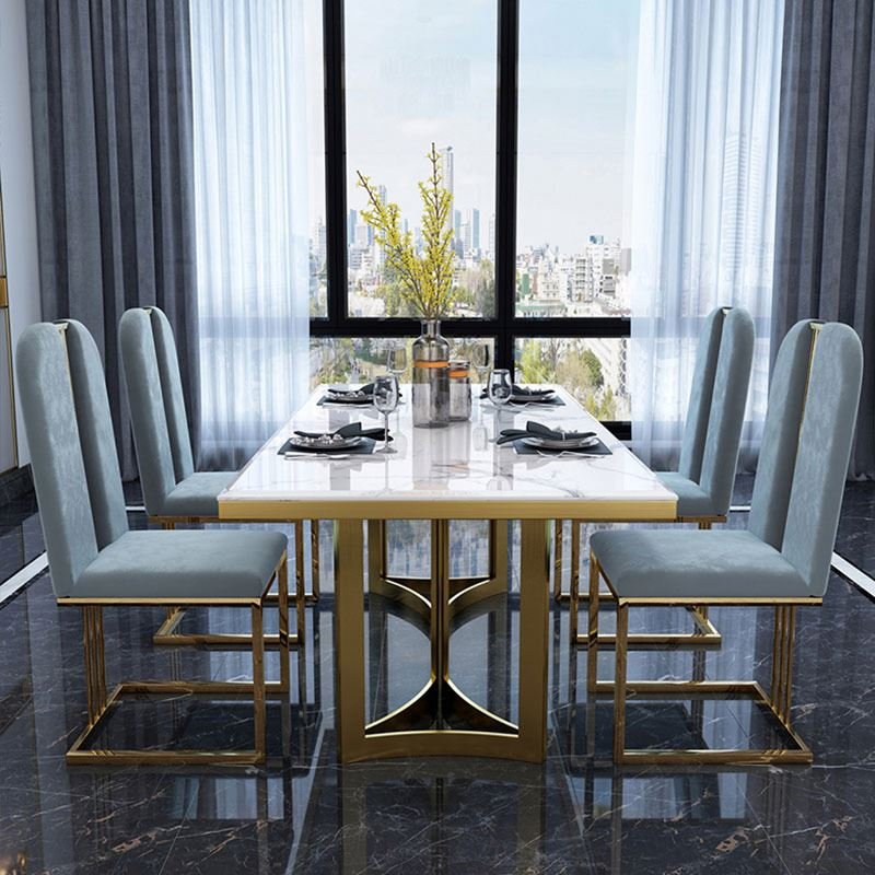 Italian Marble Dining Tables and Chairs Set Simple Small Apartment Home Rectangular Dining Table